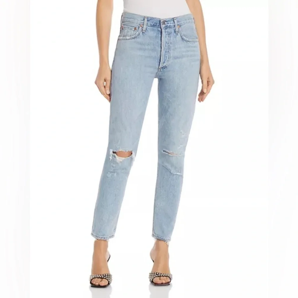 Agolde Jamie High Rise Tapered Intentionally Distressed 100% Cotton Jeans 27 - Picture 1 of 16